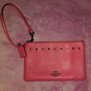 Coach Pink Floral Rivets Wristlet